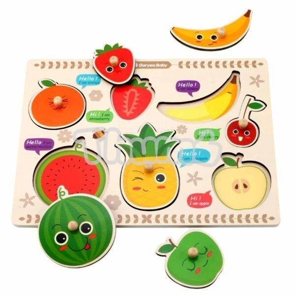 wooden geometry fruit puzzle