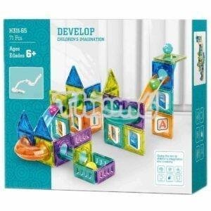 magnetic tiles and tubes playset 71pcs